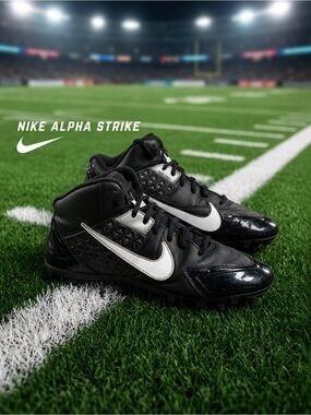 Nike Alpha Strike 3/4 TD Football Cleats Black White Molded Men's Size 12
